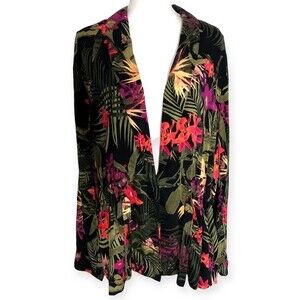 Worthington Isla Floral Snap Closer Long Sleeve Belted Blazer Jacket XXL